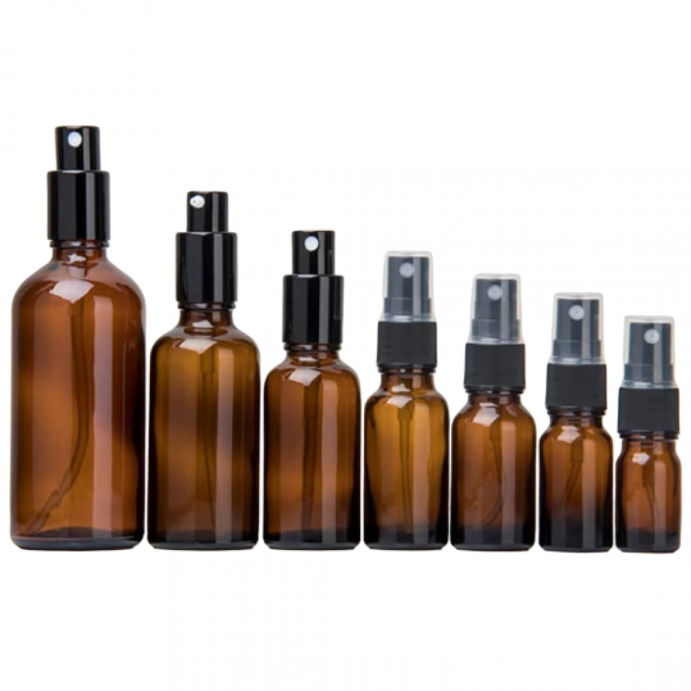 Кехлибарени стъклени шишенца с пластмасова помпичка