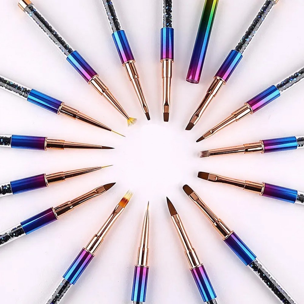 Супер Луксозен Комплект четки -15бр за гел - Черен кристал