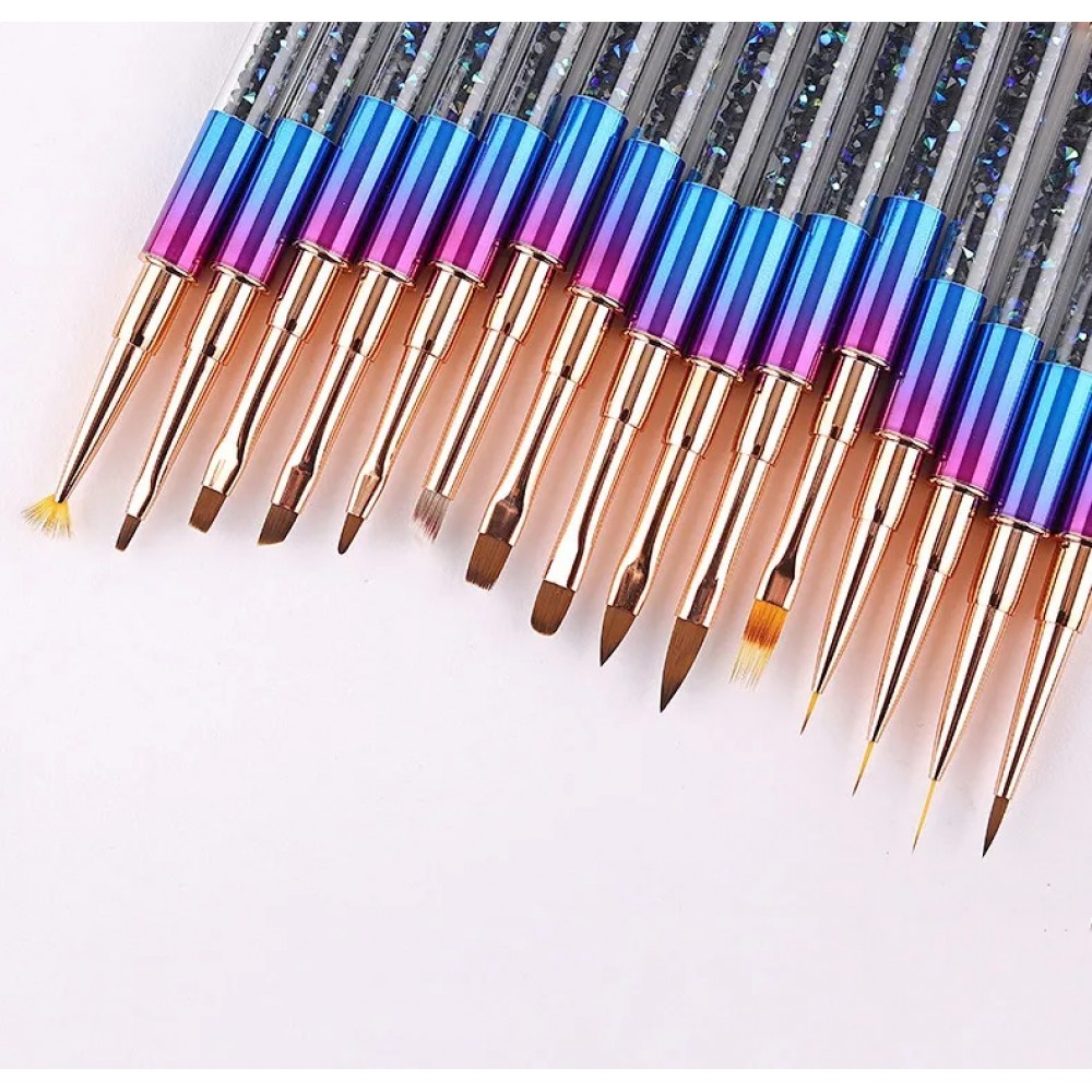 Супер Луксозен Комплект четки -15бр за гел - Черен кристал