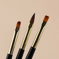 Двойни Черни четки за гел и декорация с ергономична дръжка - 3 броя комплект -foto3