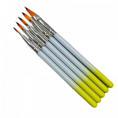 Четки за изграждане с акрилен прах - 5 бр. в комплект, с различна големина и омбре дръжки.