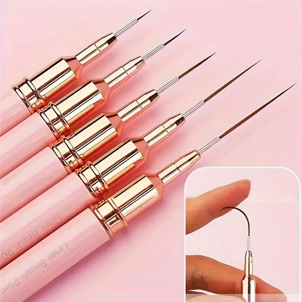 Супер Тънки четки за декорация 5бр. комплект Black / Pink за изравняване и фино рисуване Супер Тънки четки за декорация 5бр. комплект Black / Pink за изравняване и фино рисуване