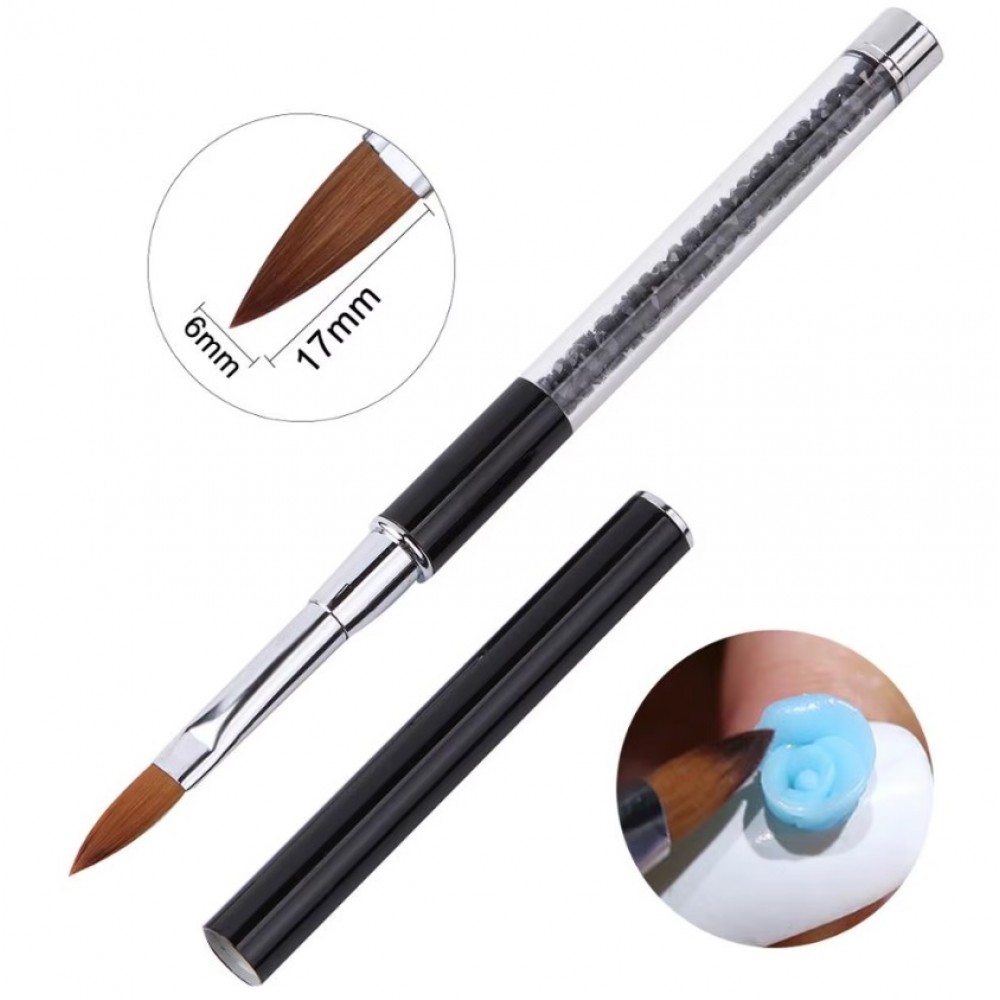 Луксозна четка за акрил, с черни кристали