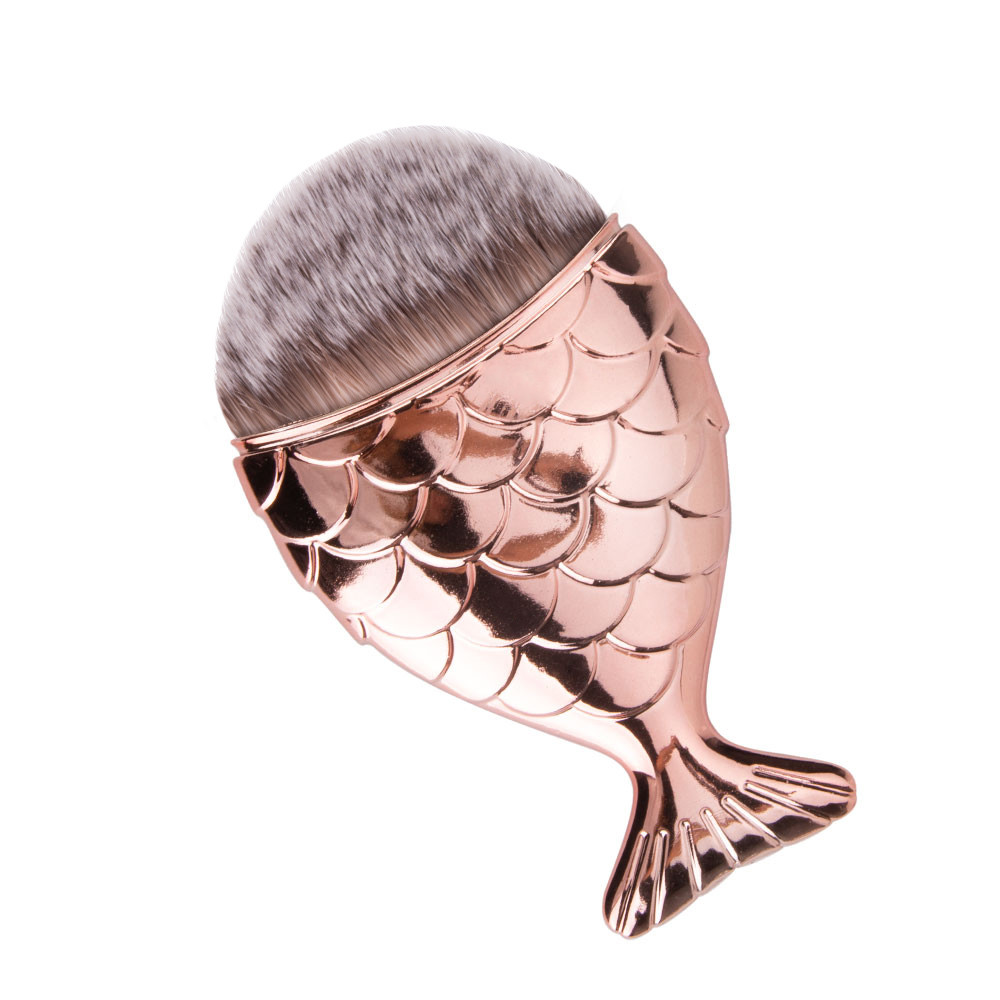 Четка за маникюр и грим Русалка - розово златиста с тъмни косъмчета