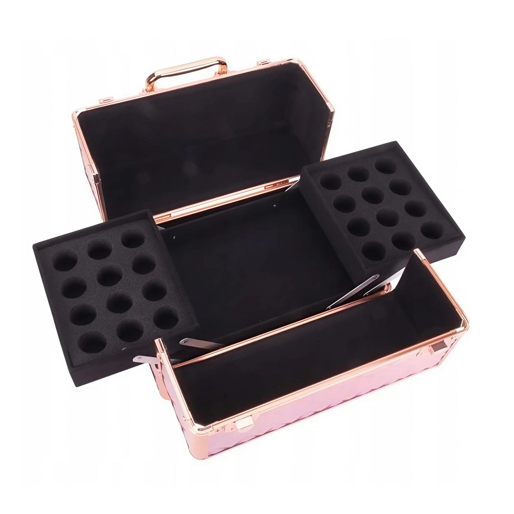 Професионален козметичен куфар за маникюристи – Холограмна роза