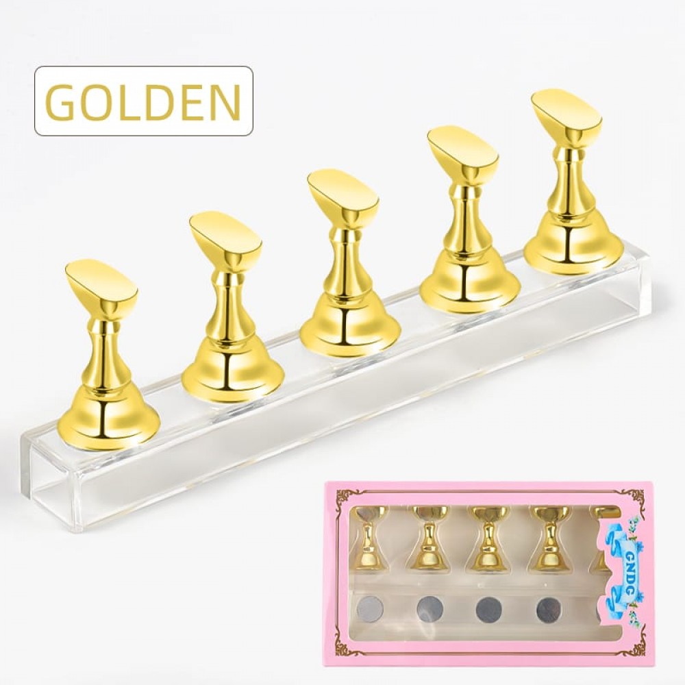 Магнитен мострен дисплей за маникюр – 5 мостри в златен цвят