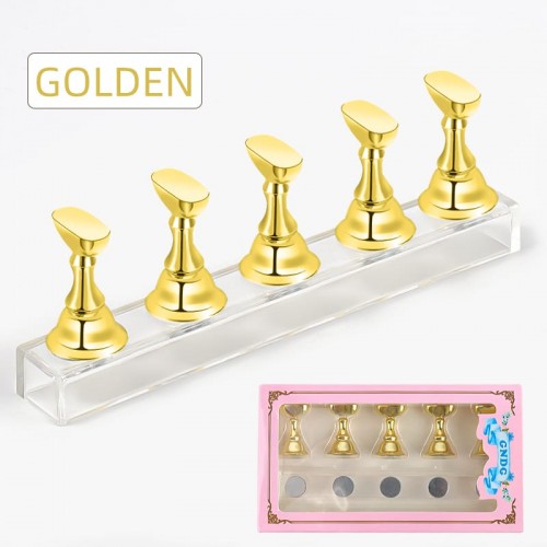 Магнитен мострен дисплей за маникюр – 5 мостри в златен цвят