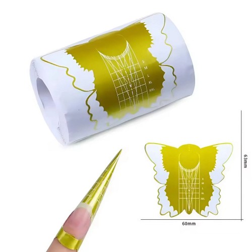 100бр Форми за изграждане на маникюр № 033 Златна Пеперуда