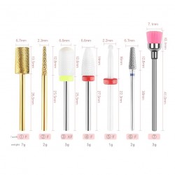 Сет 6 броя накрайници за ел.пила и розова четчица за прах-foto2