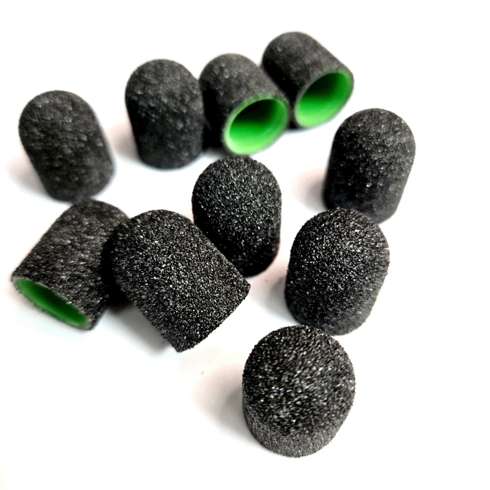 10 бр Шлайф шапка за педикюр - гъбка  ГРИФ #80  зелени