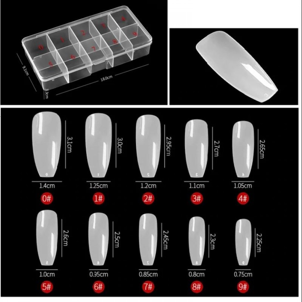 1 кутия Типсове 500 броя в кутия форма "балерина" Натурални 1 кутия Типсове 500 броя в кутия форма "балерина" Натурални