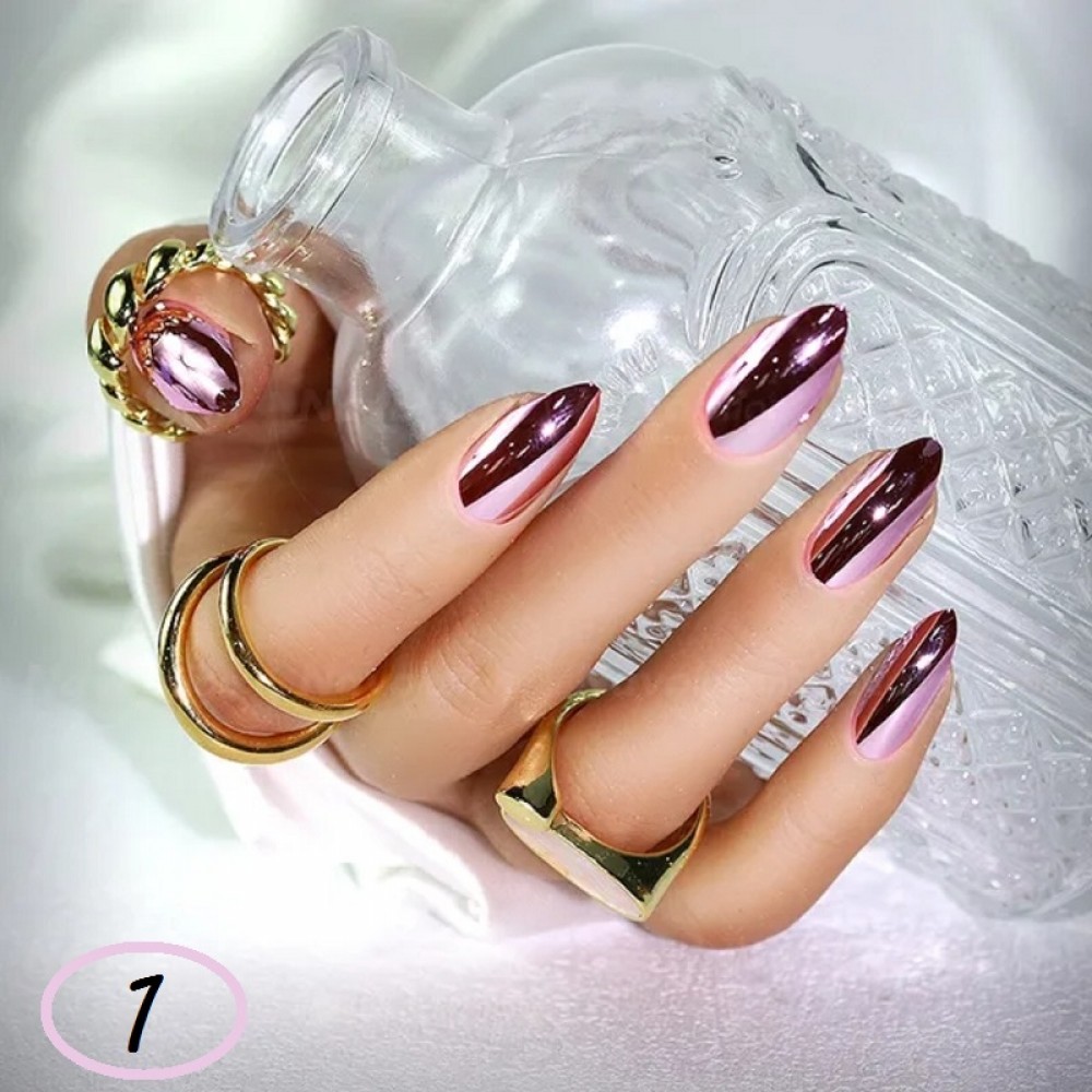 Огледални Цветни Удължители за нокти - 12бр.+ лепило в туба Огледални Цветни Удължители за нокти - 12бр.+ лепило в туба