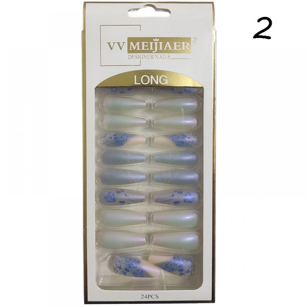 Декорирани Дълги удължители за нокти - 24бр.+ двойно лепящи подложки Декорирани Дълги удължители за нокти - 24бр.+ двойно лепящи подложки