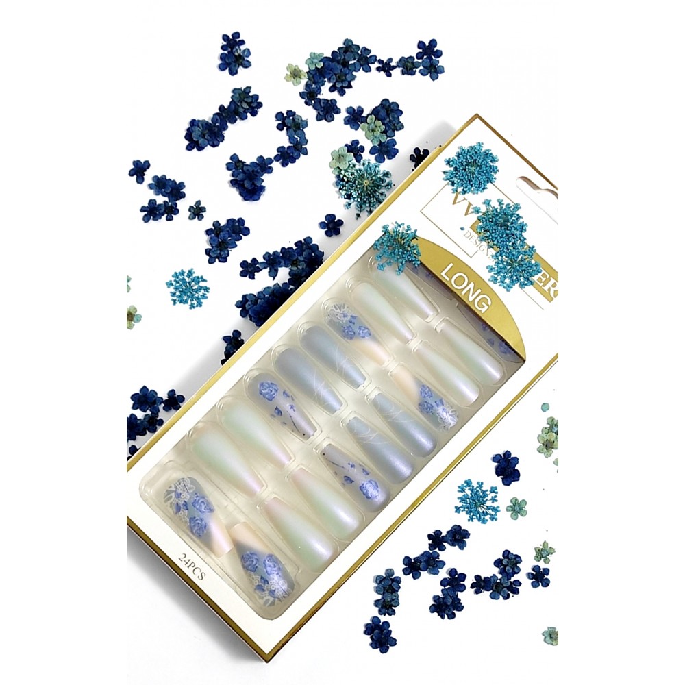 Декорирани Дълги удължители за нокти - 24бр.+ двойно лепящи подложки Декорирани Дълги удължители за нокти - 24бр.+ двойно лепящи подложки