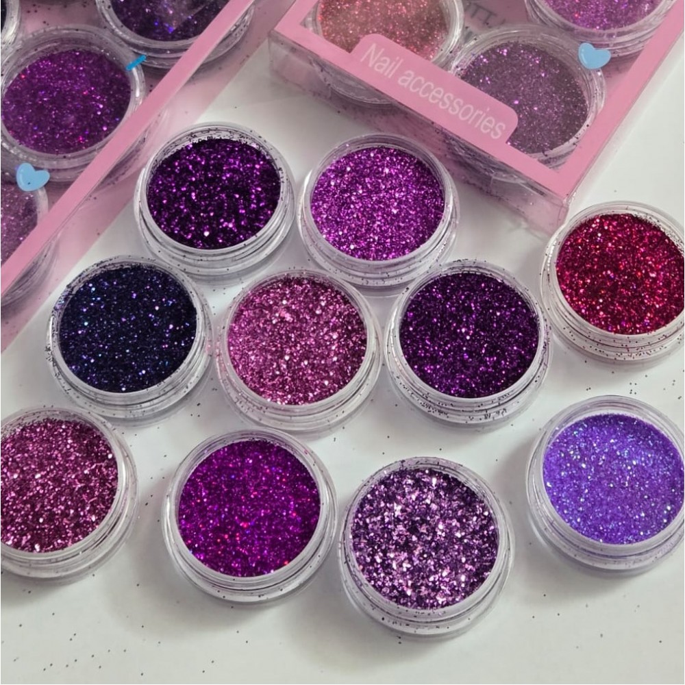 Ситен брокат в червено и лилаво 10 броя Ситен брокат в червено и лилаво 10 броя