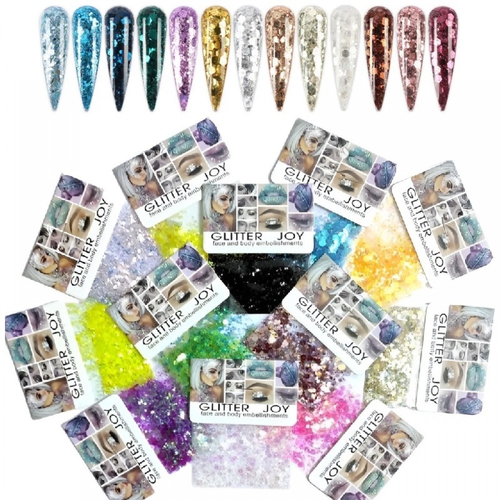 Сет 12 цвята Страхотен брокат в пликче