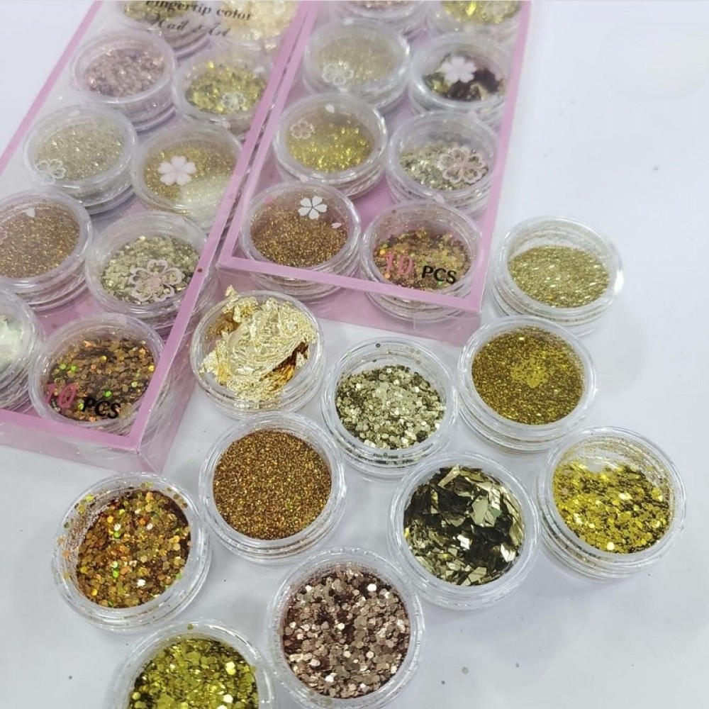 Декорации 10 модела за маникюр в златно Декорации 10 модела за маникюр в златно