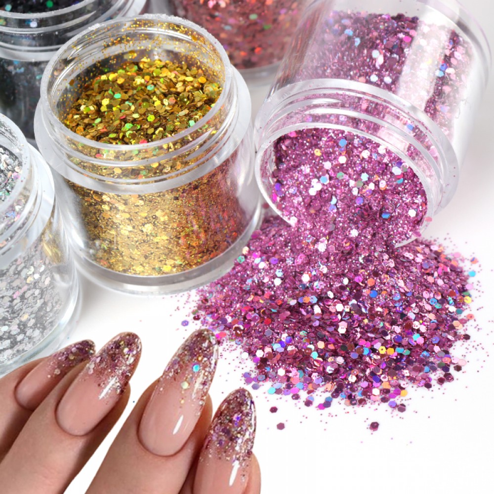 Брокат Пепелно-розова Холограма 10 гр.