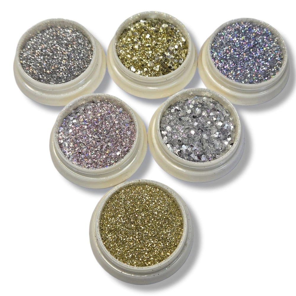 Сет 6 бр. Сребърен брокат-МИКС Сет 6 бр. Сребърен брокат-МИКС