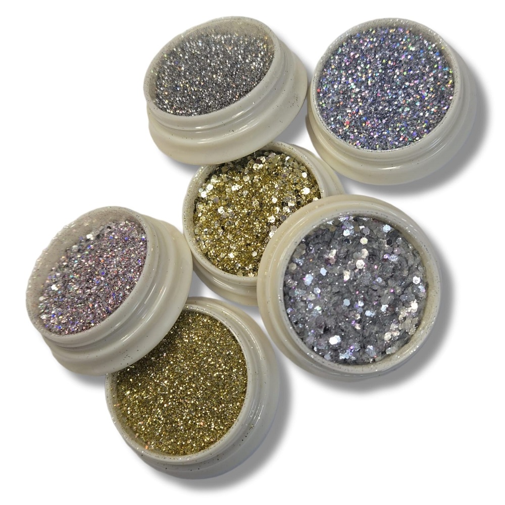 Сет 6 бр. Сребърен брокат-МИКС Сет 6 бр. Сребърен брокат-МИКС