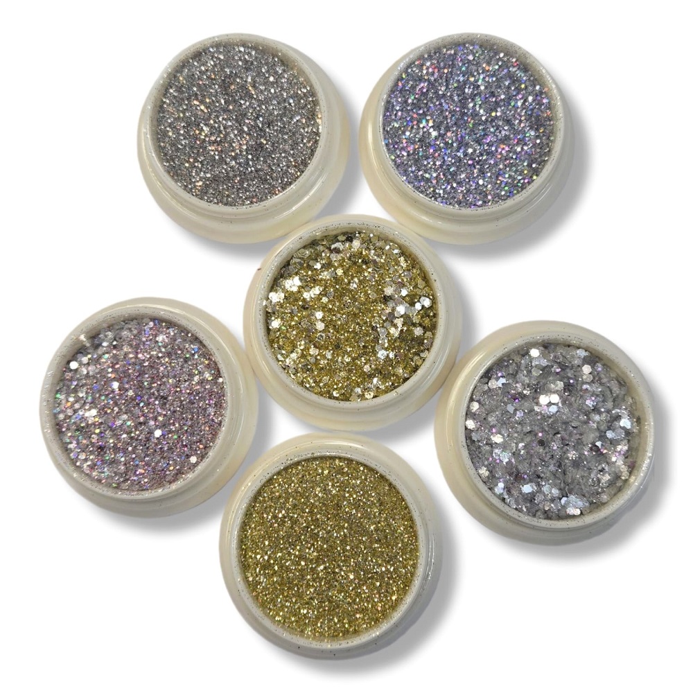 Сет 6 бр. Сребърен брокат-МИКС Сет 6 бр. Сребърен брокат-МИКС