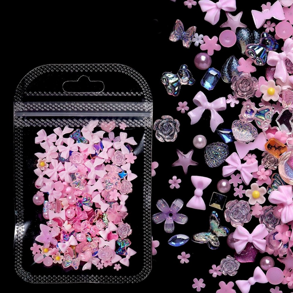 Розови декорации за маникюр - Сърца Перли Панделки Цветя