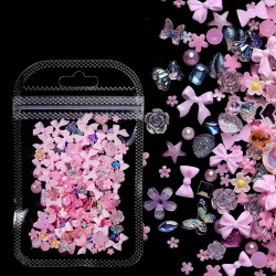 Розови декорации за маникюр - Сърца Перли Панделки Цветя-foto2