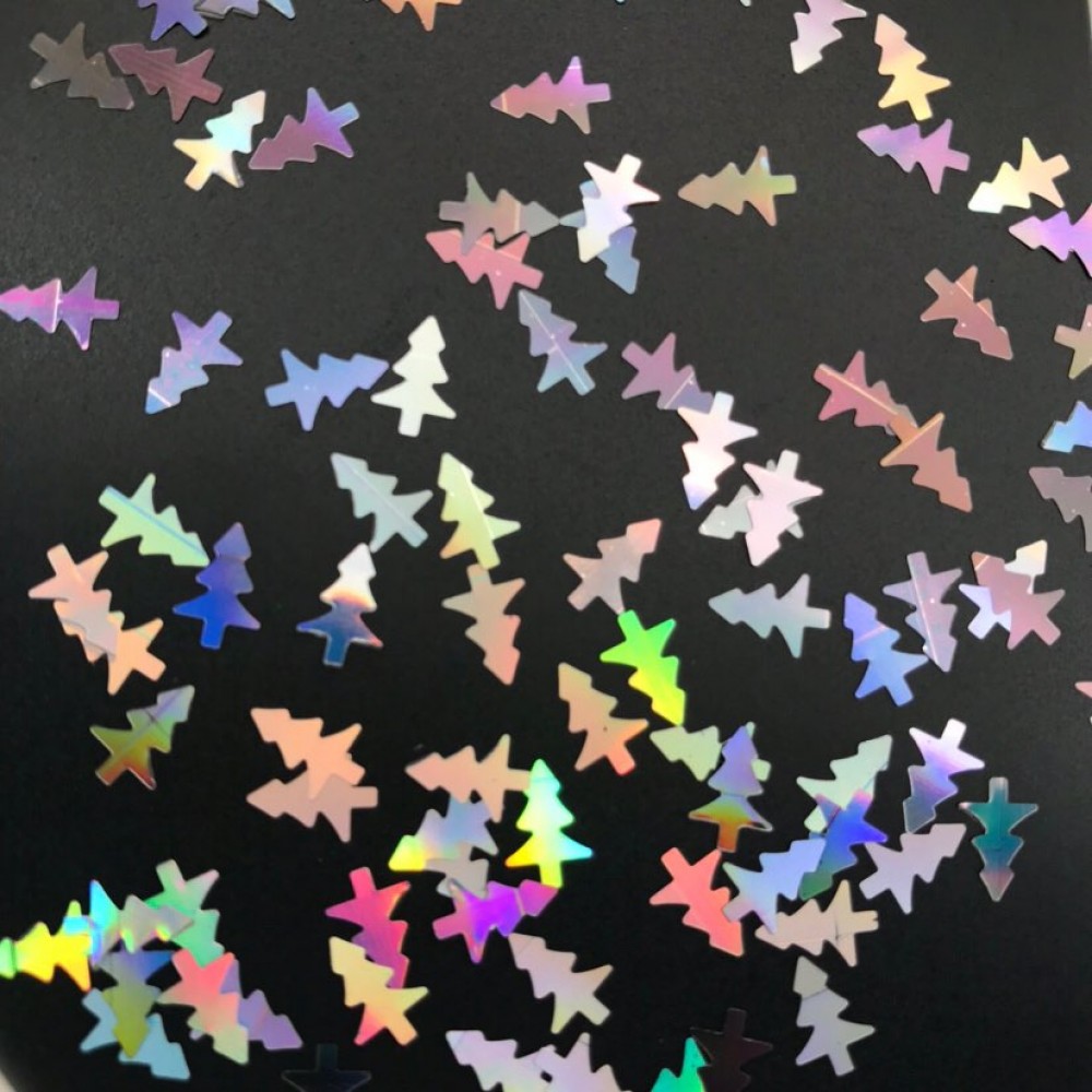 Конфети холограмни сребърни елхички Конфети холограмни сребърни елхички