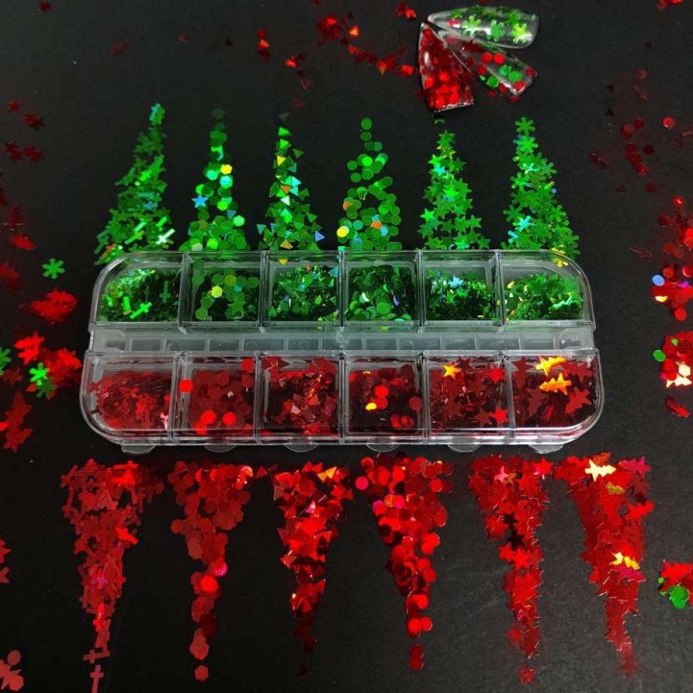 Декорация 12 модела Зелено и Червено Коледни FSP-99-1