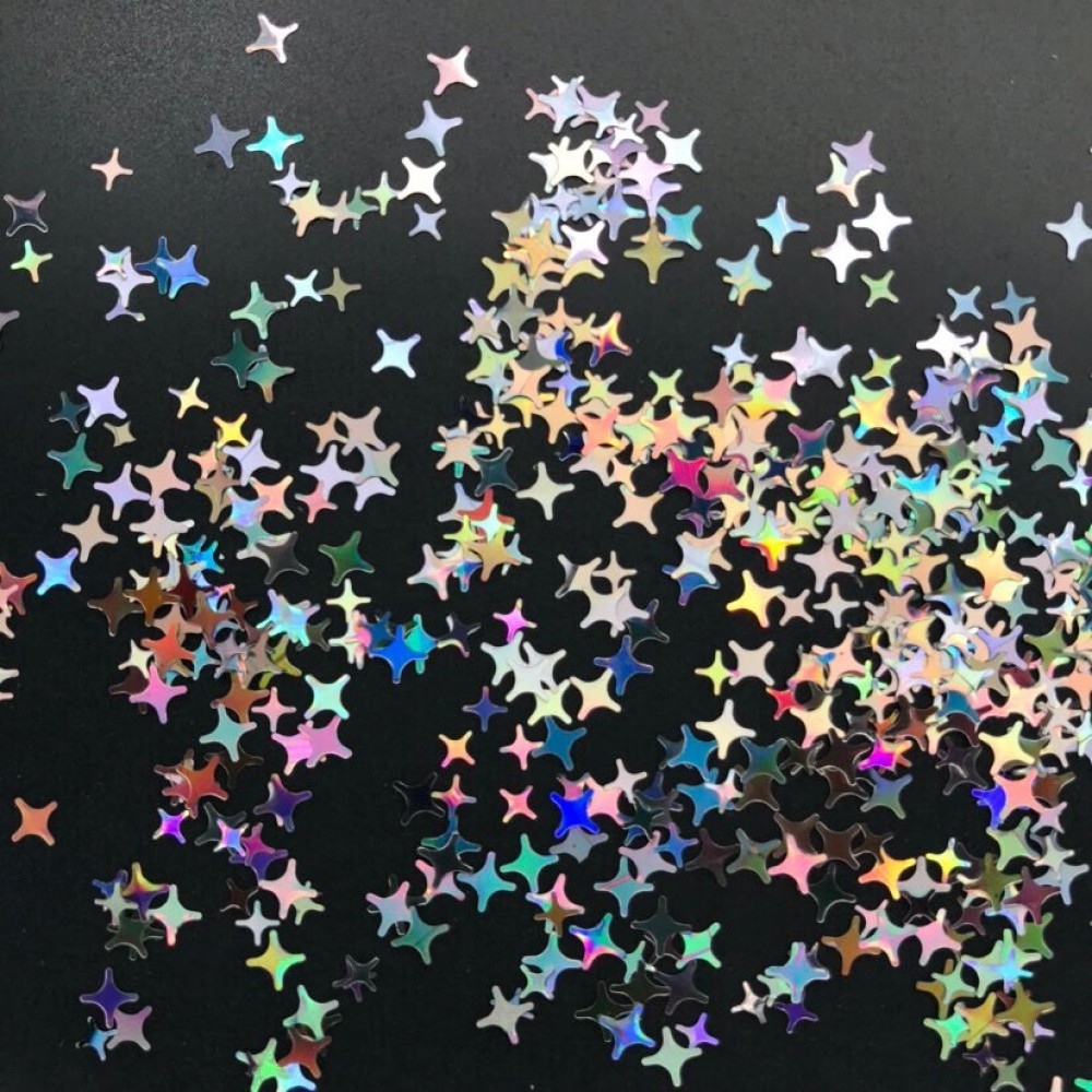 Конфети модерни звезди в сребърно