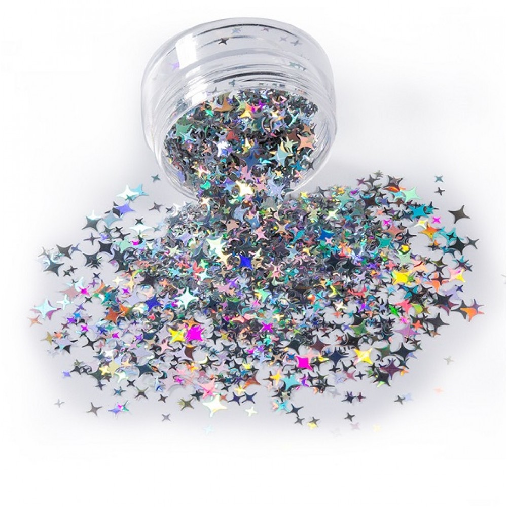 Конфети модерни звезди в сребърно