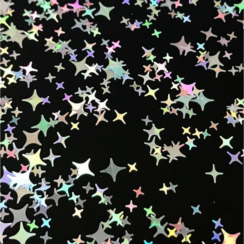 Конфети модерни звезди в сребърно