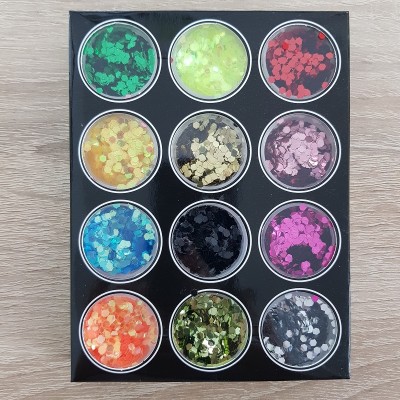 Комплект 12 бр с различен цвят холограмни конфети в шишенца