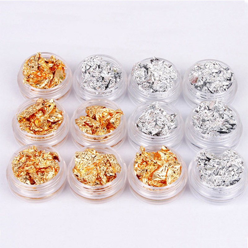 Фолио за нокти - 6 бр. златно и 6 бр. сребърно-foto3