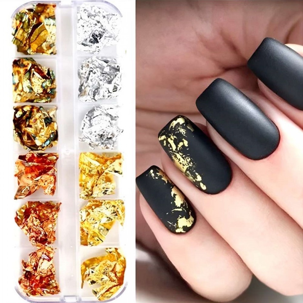 Комплект 12 броя фолио в кутийка - Злато Розово злато Старо злато Сребро