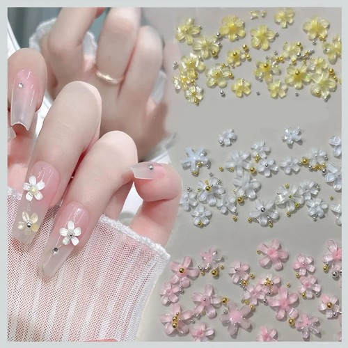 Акрилни цветя за декорация - бяло, розово, жълто - изберете