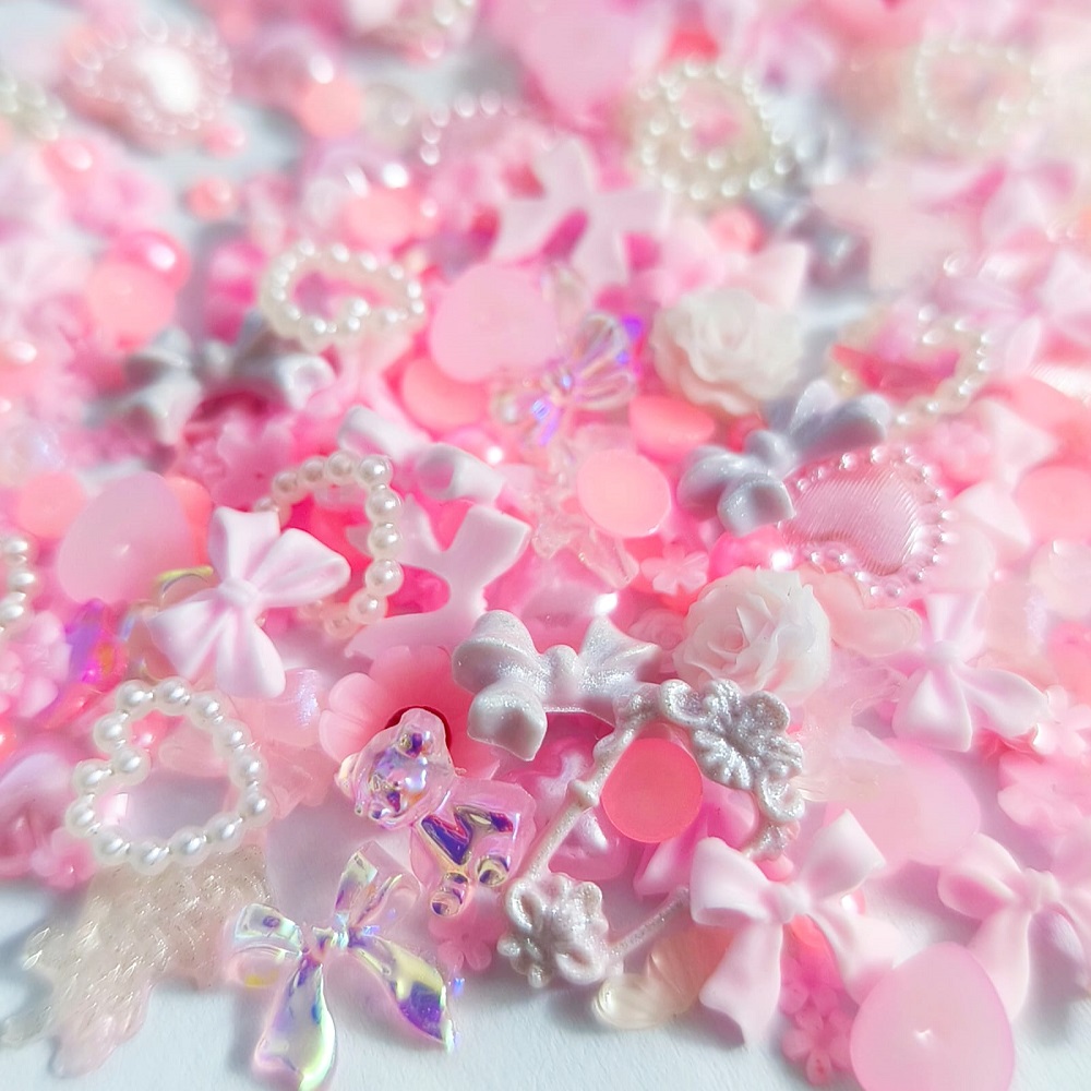 Розови декорации за маникюр - Сърца Перли Панделки Цветя