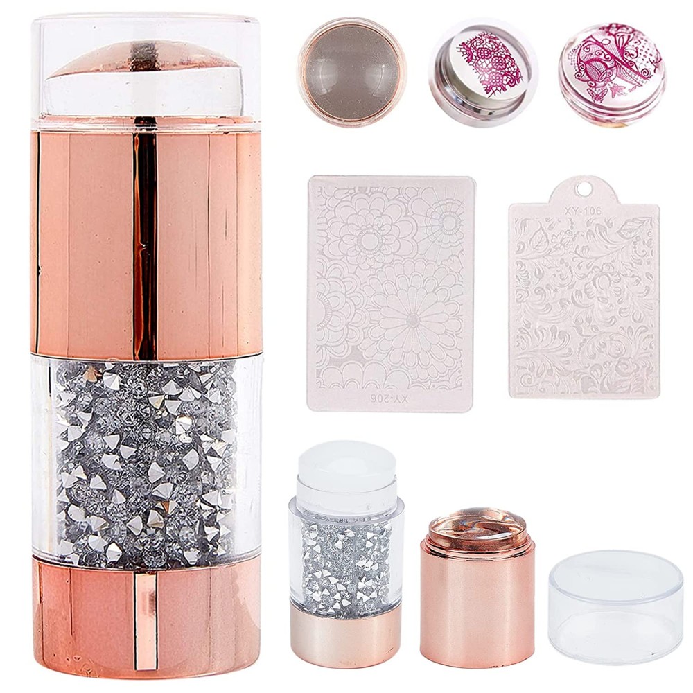 Розово злато печат за нокти с камъчета