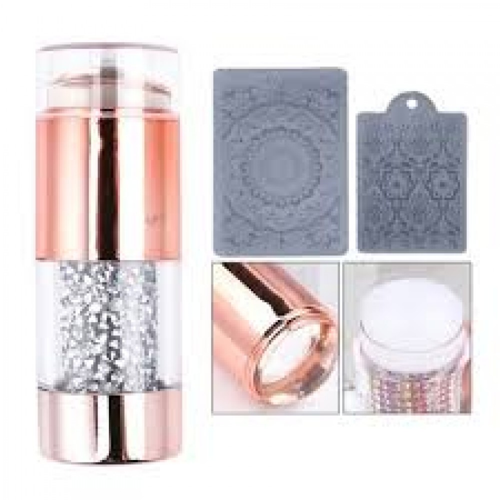 Розово злато печат за нокти с камъчета