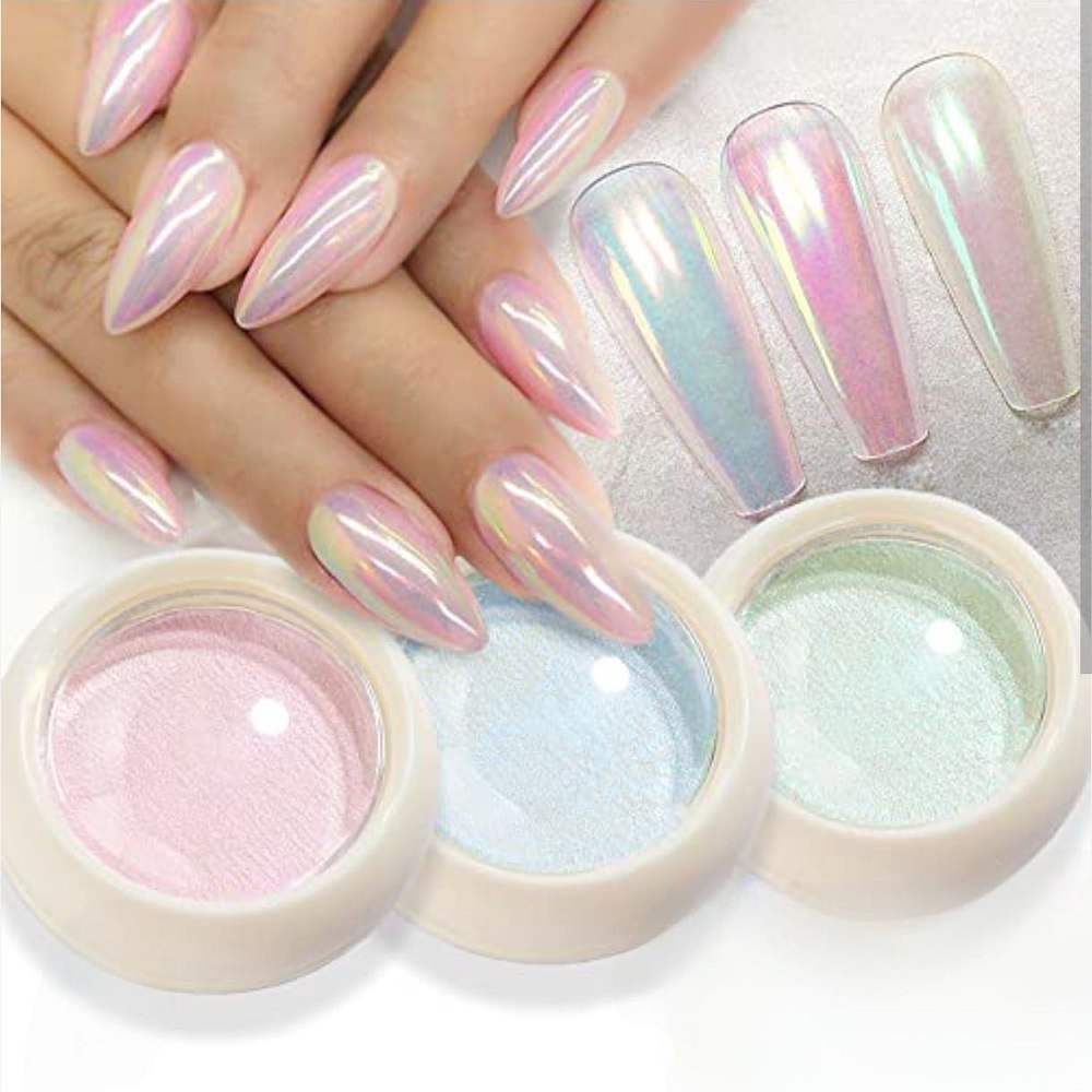 4 бр Пигмент за маникюр Бебешки Цветове - Розово, Синьо, Лилаво, Праскова