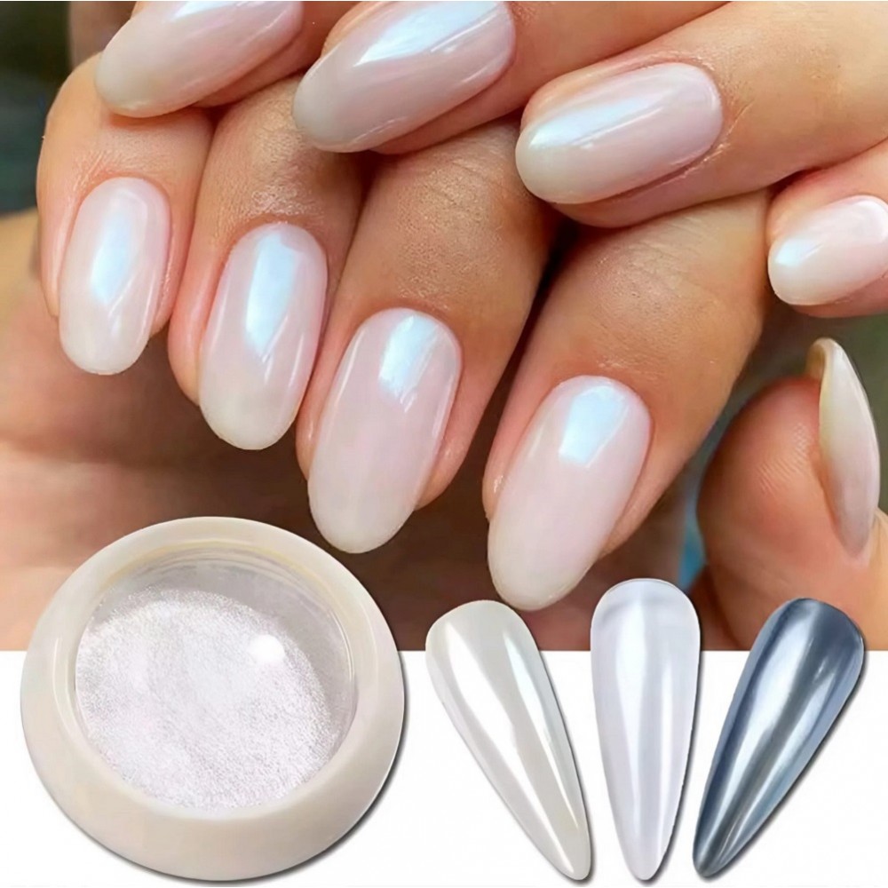 Фина Бяла пудра с огледален ефект – Хром блясък