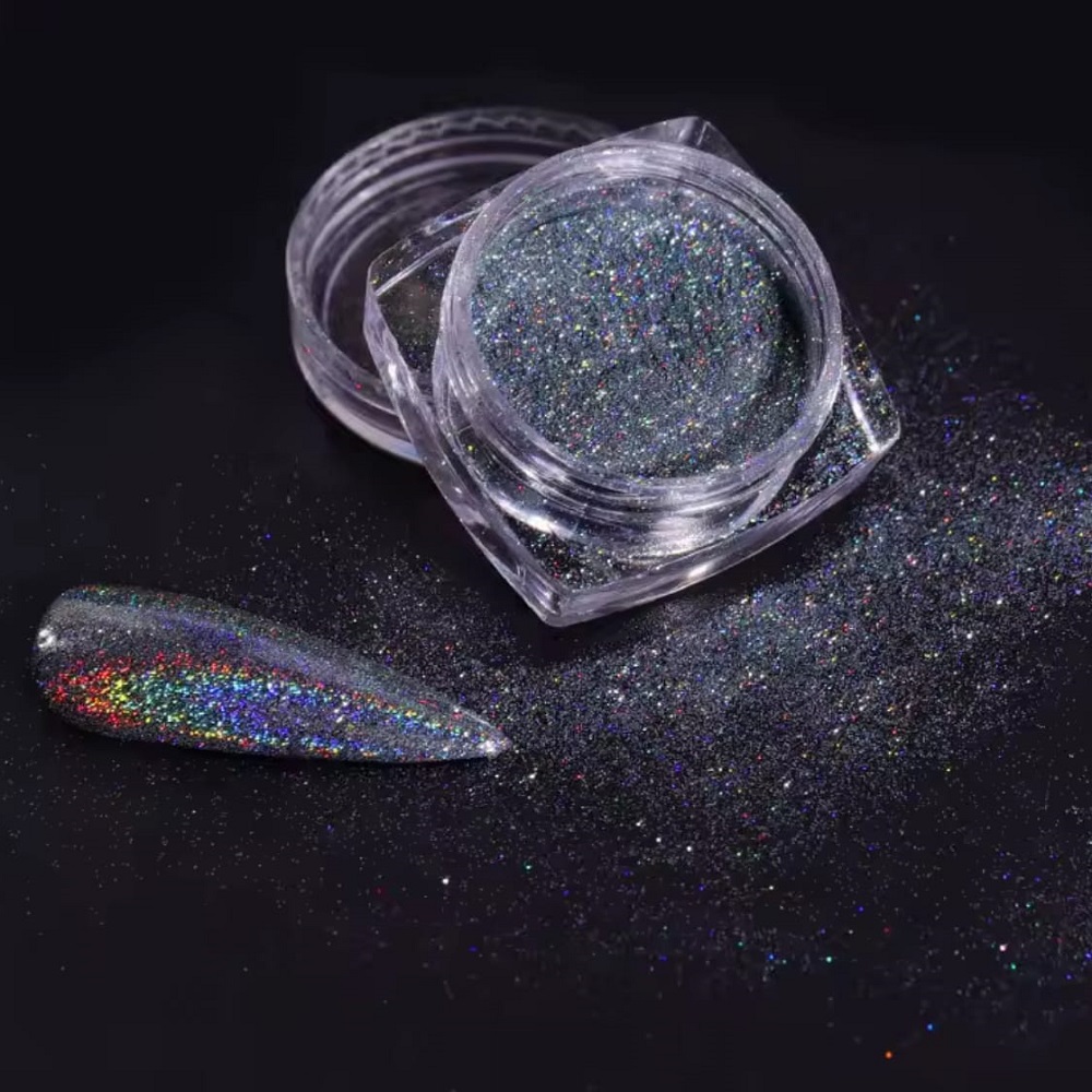 Тъмно сива пудра пигмент с холограмен ефект 07