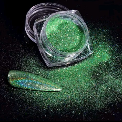 Зелена пудра пигмент с холограмен ефект 03
