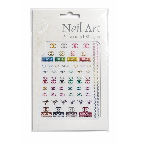 Металик стикери за маникюр с дизайн на марки - DP3111