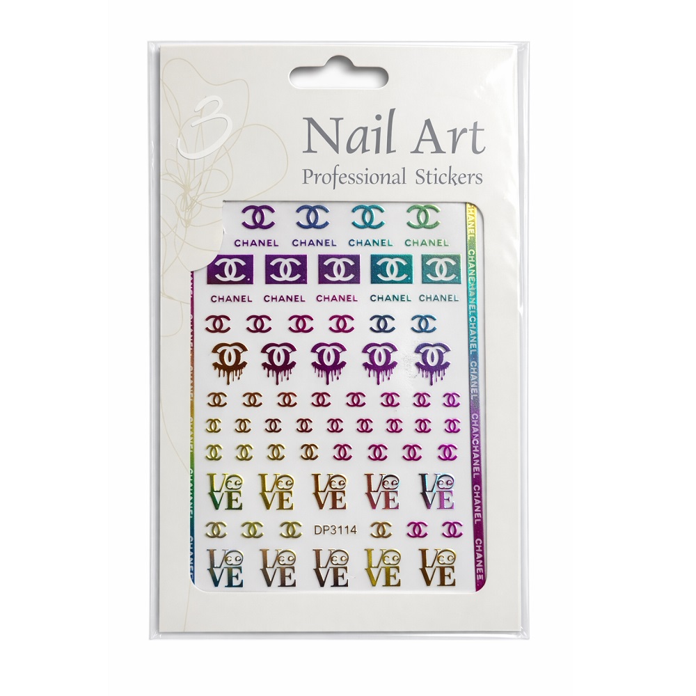Металик стикери за маникюр с дизайн на марки - DP3114