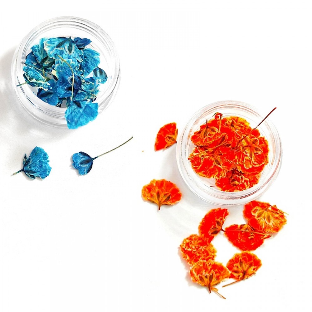 Тюркоазени и Оранжеви Естествени Сухи Цветя