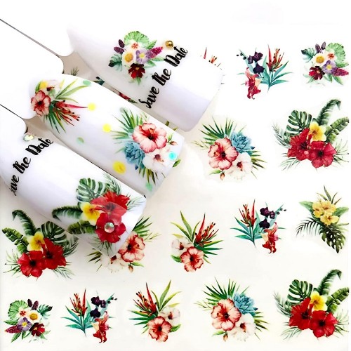 Ваденки за маникюр YZW-3120 - Хавайски цветя