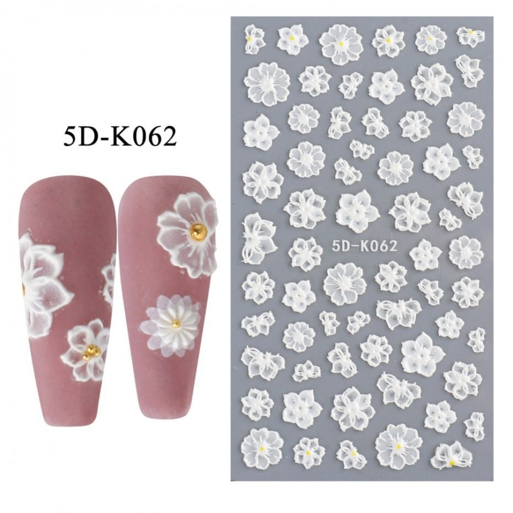 5D стикери бели цветя К 062