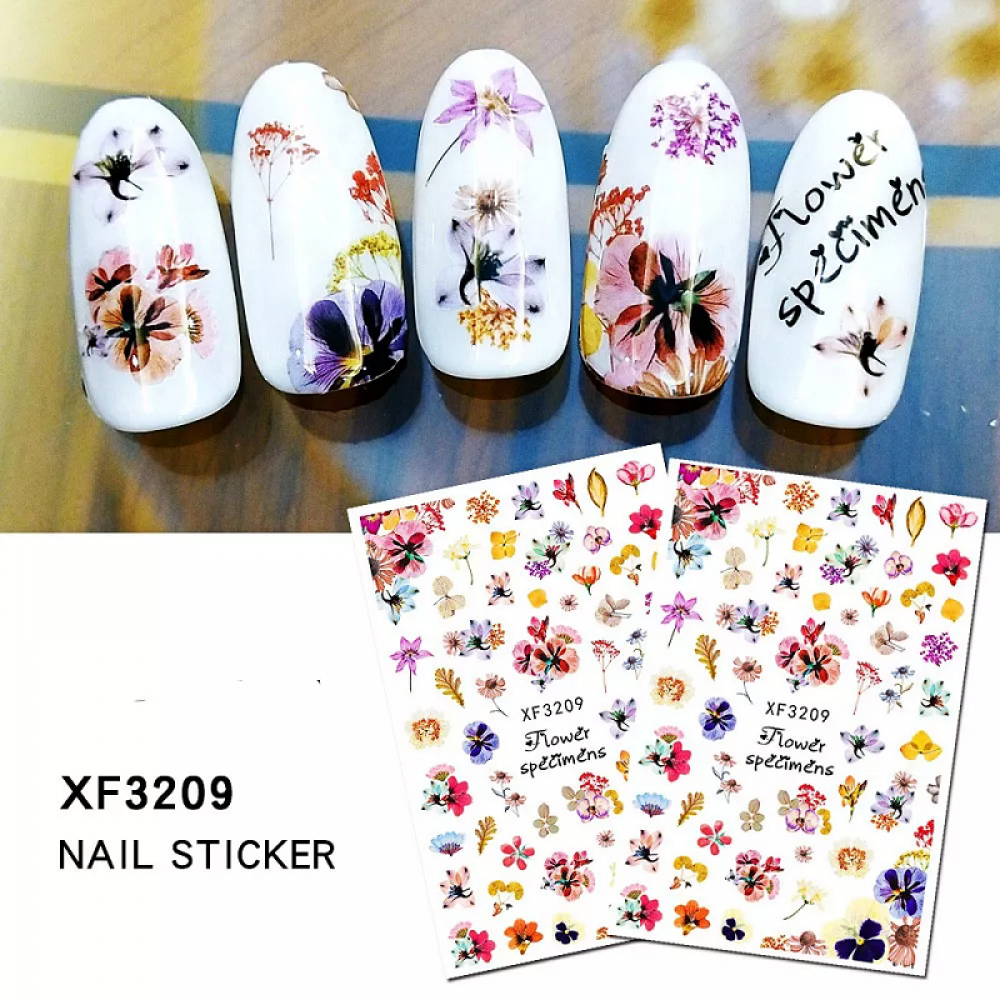 Супер тънки стикери за нокти цветя XF3209