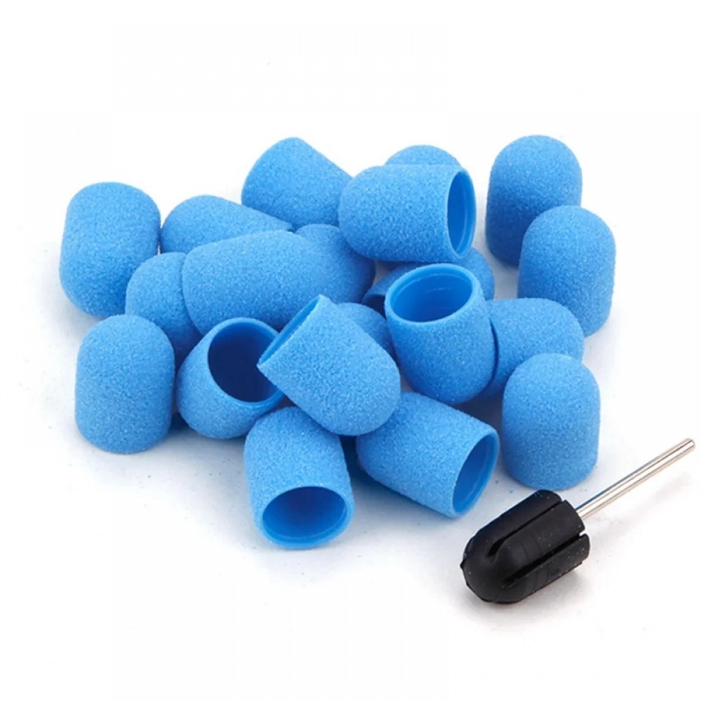 10бр. Сини шлайф шапки за педикюр - гъбка ГРИФ #180